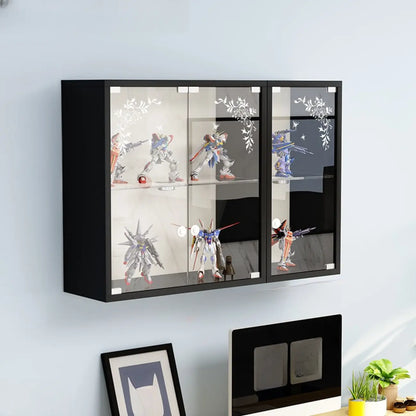Wall-Mounted Wooden Enclosed Display Cabinet for Collectibles