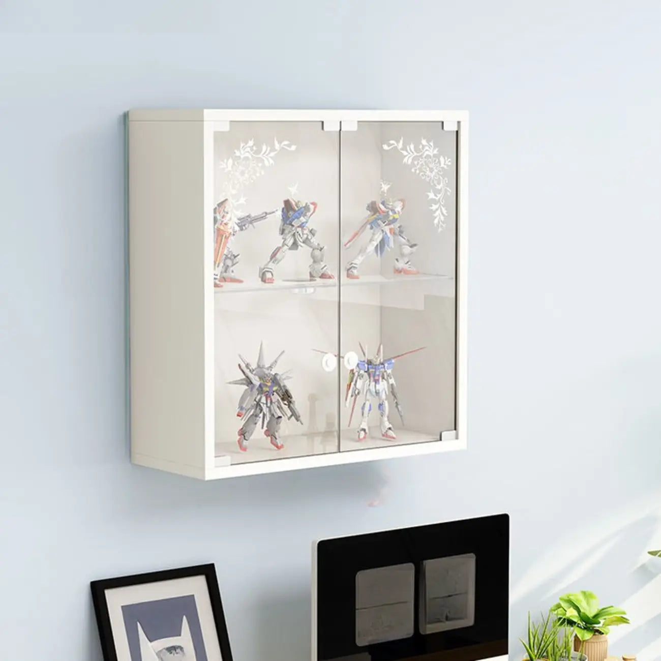 Wall-Mounted Wooden Enclosed Display Cabinet for Collectibles