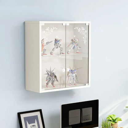 Wall-Mounted Wooden Enclosed Display Cabinet for Collectibles
