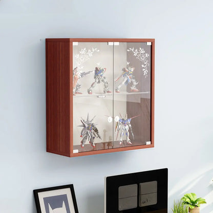 Wall-Mounted Wooden Enclosed Display Cabinet for Collectibles