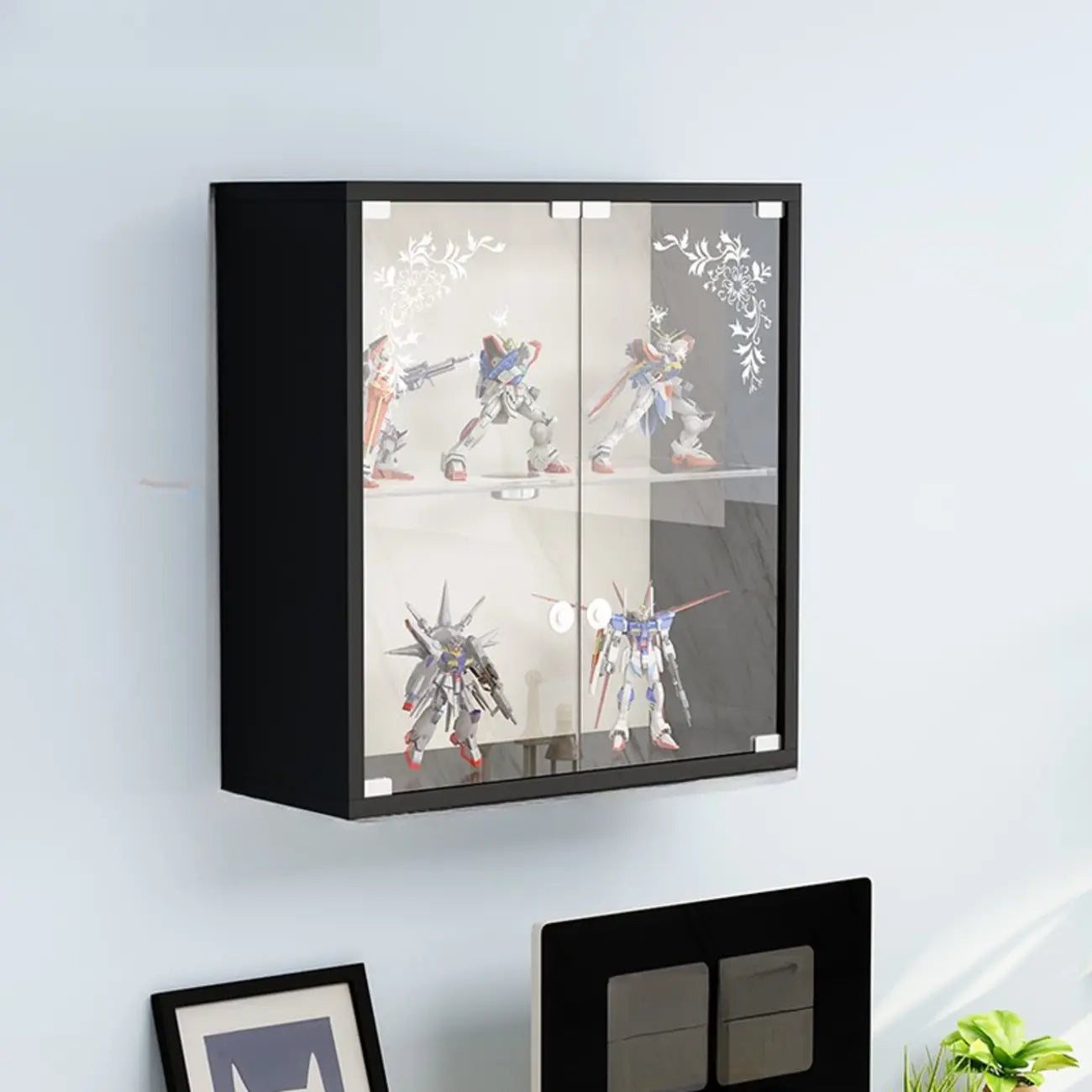 Wall-Mounted Wooden Enclosed Display Cabinet for Collectibles