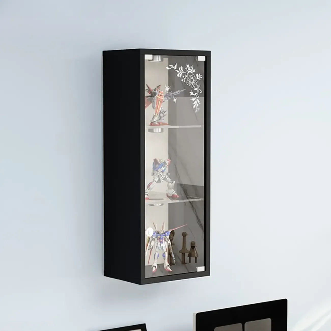 Wall-Mounted Wooden Enclosed Display Cabinet for Collectibles