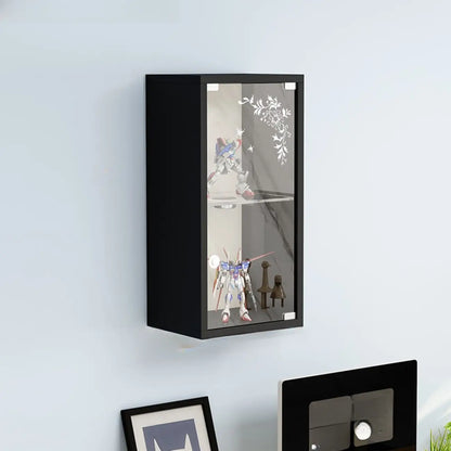 Wall-Mounted Wooden Enclosed Display Cabinet for Collectibles