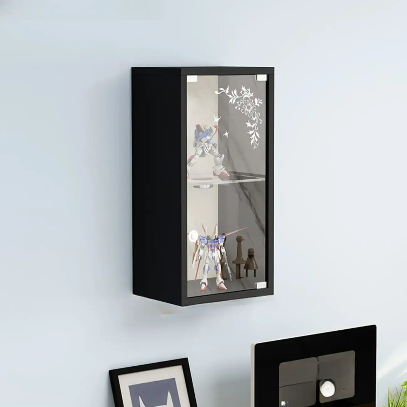 Wall-Mounted Wooden Enclosed Display Cabinet for Collectibles