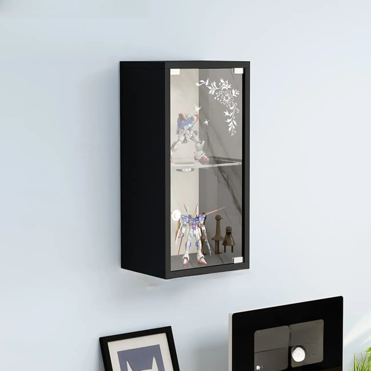 Wall-Mounted Wooden Enclosed Display Cabinet for Collectibles