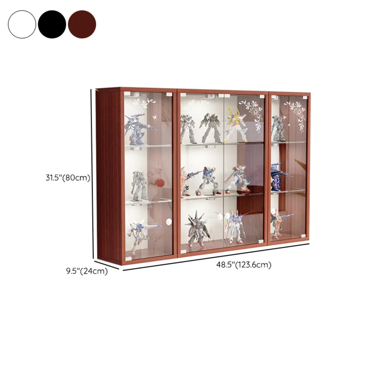 Wall-Mounted Wooden Enclosed Display Cabinet for Collectibles