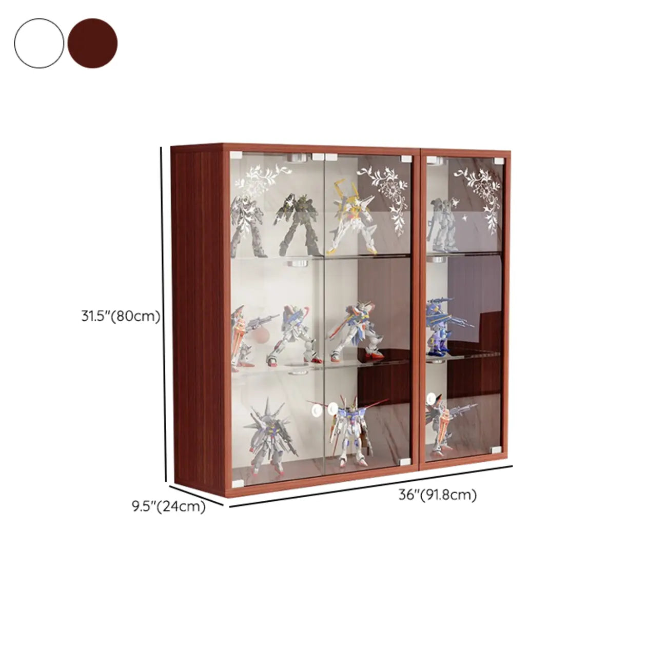 Wall-Mounted Wooden Enclosed Display Cabinet for Collectibles