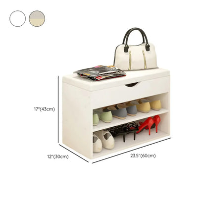 White Wooden Shoe Storage Bench with Hidden Storage