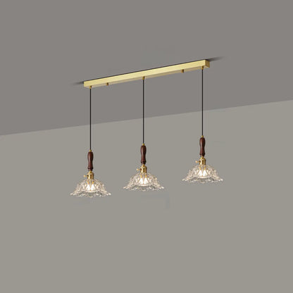 3-Light Modern Floral Glass Gold Island Pendant Light for Kitchen