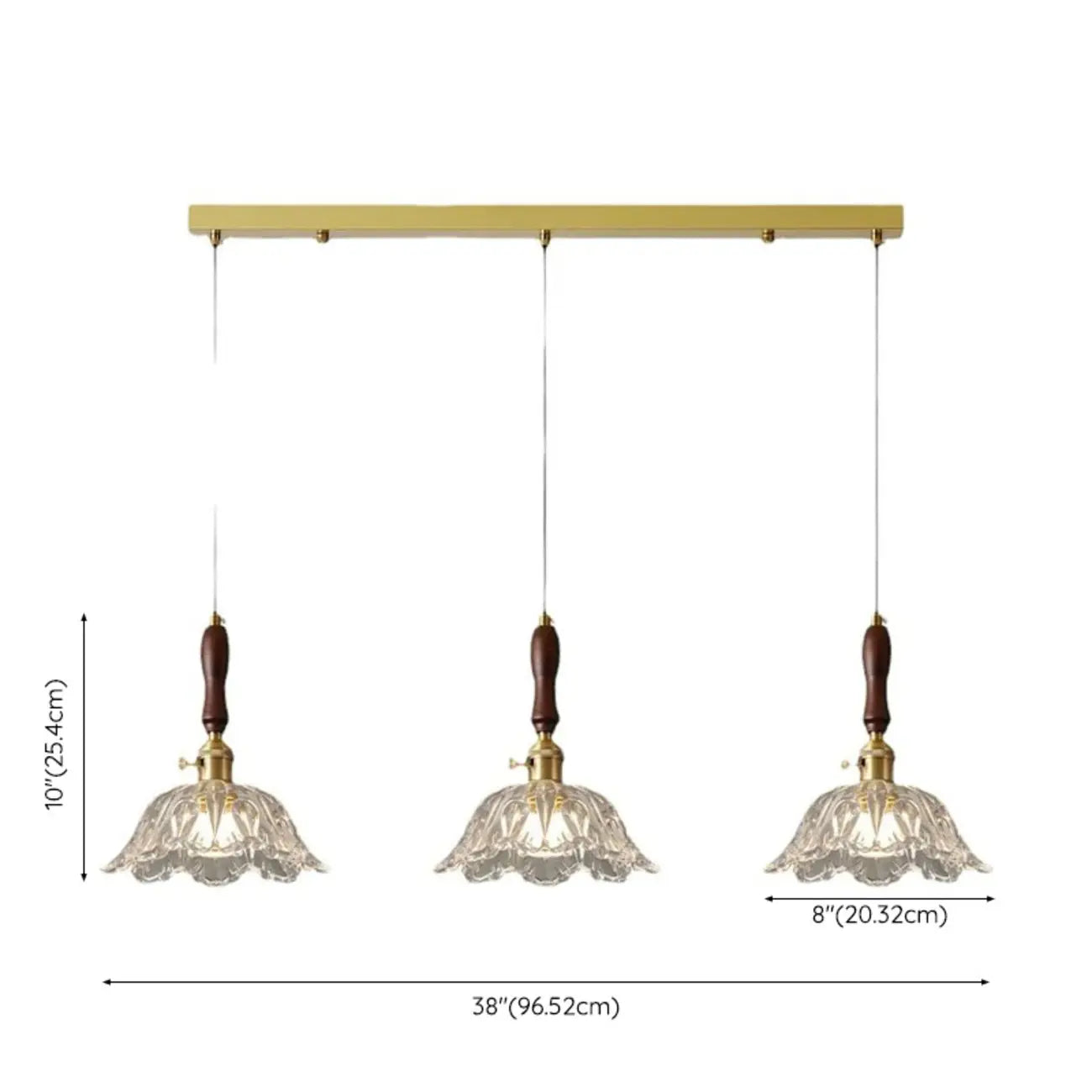 3-Light Modern Floral Glass Gold Island Pendant Light for Kitchen