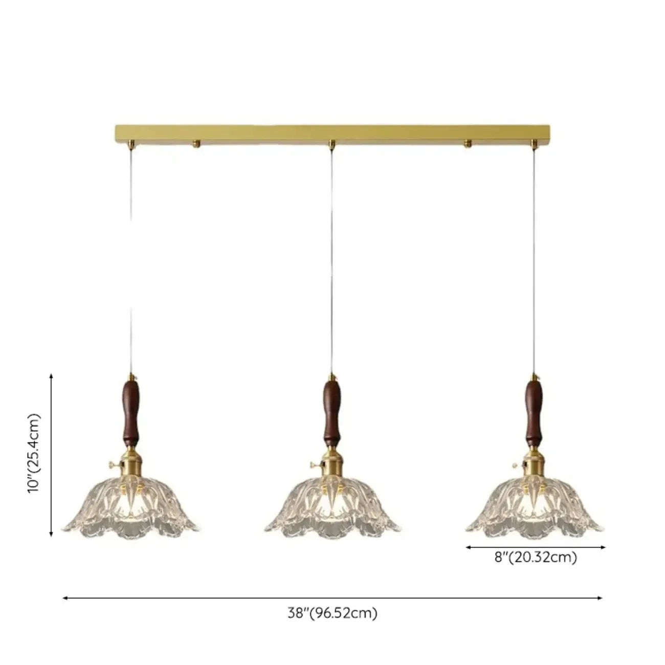 3-Light Modern Floral Glass Gold Island Pendant Light for Kitchen