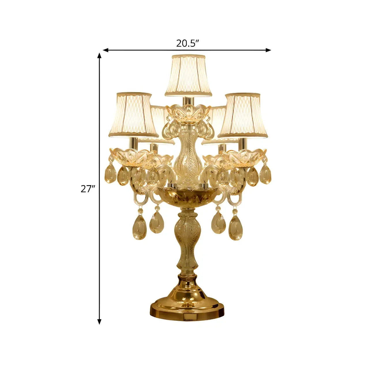 Luxury Gold Multi-Light Crystal Candelabra Table Lamp