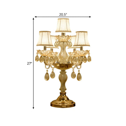 Luxury Gold Multi-Light Crystal Candelabra Table Lamp