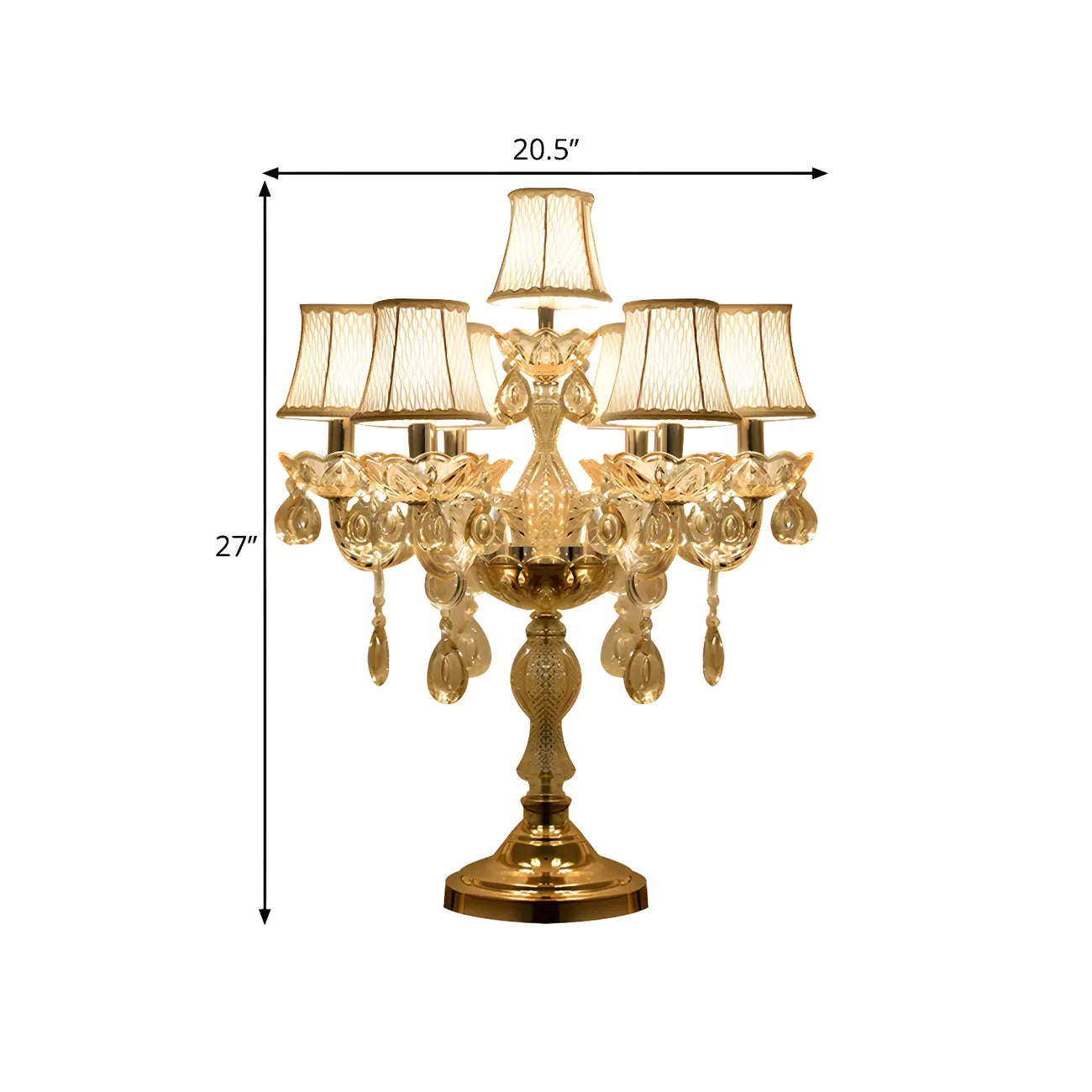 Luxury Gold Multi-Light Crystal Candelabra Table Lamp