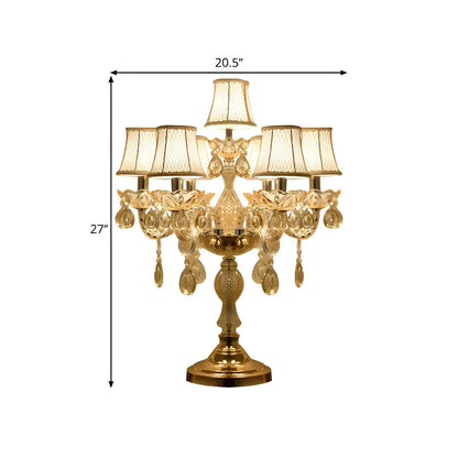 Luxury Gold Multi-Light Crystal Candelabra Table Lamp