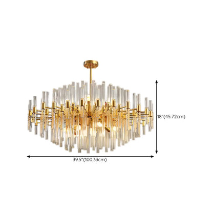 Glamorous Gold Clear Glass Column Starburst Chandelier