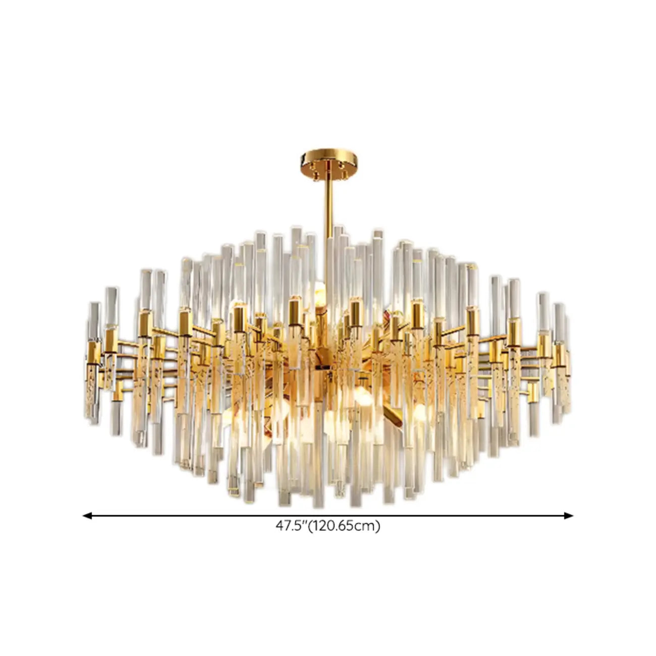 Glamorous Gold Clear Glass Column Starburst Chandelier