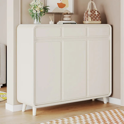 Entryway Solid Wood Shoe Cabinet in White