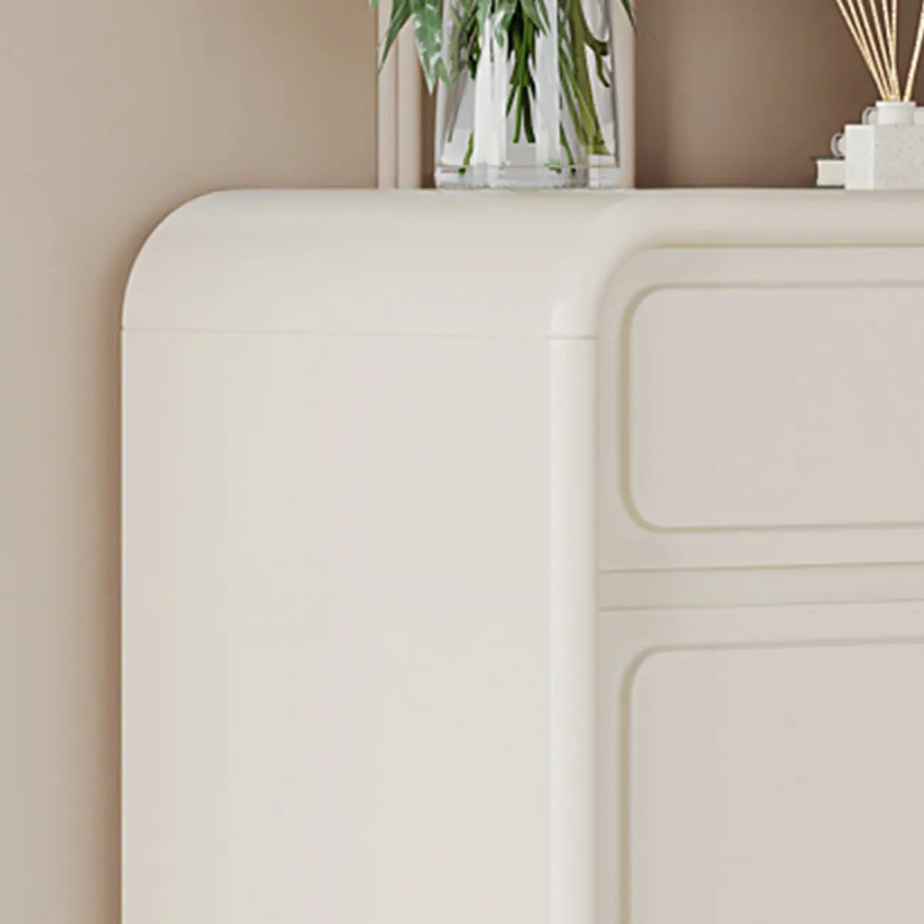 Entryway Solid Wood Shoe Cabinet in White
