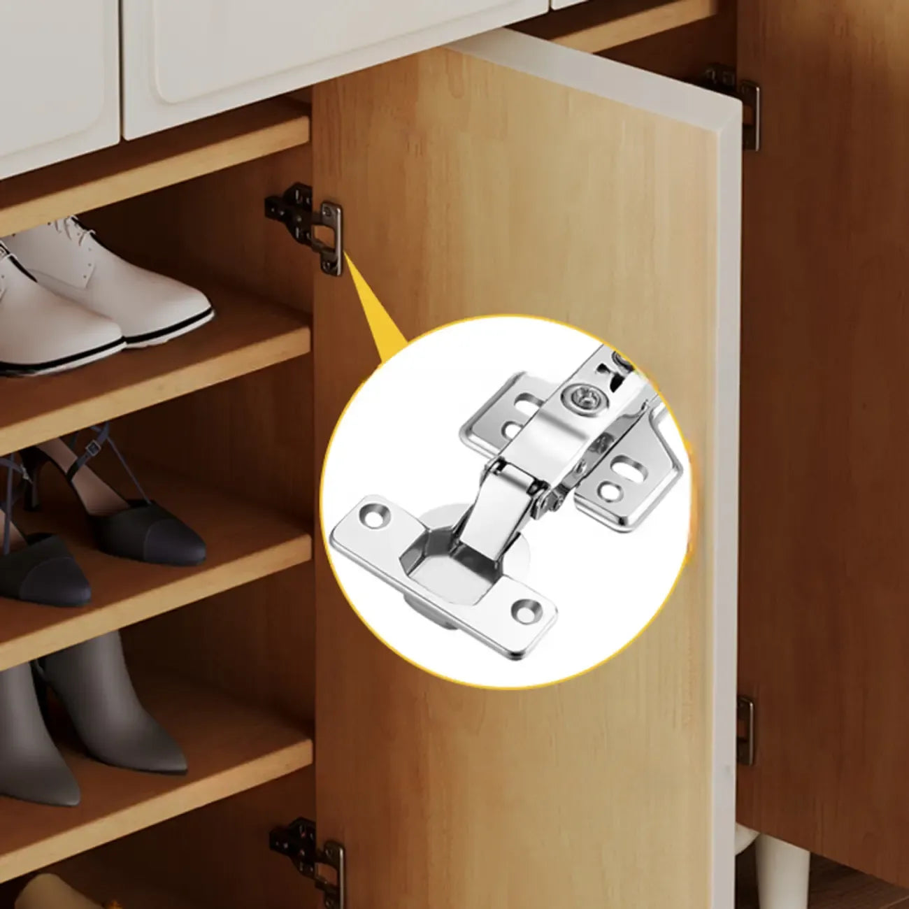Entryway Solid Wood Shoe Cabinet in White