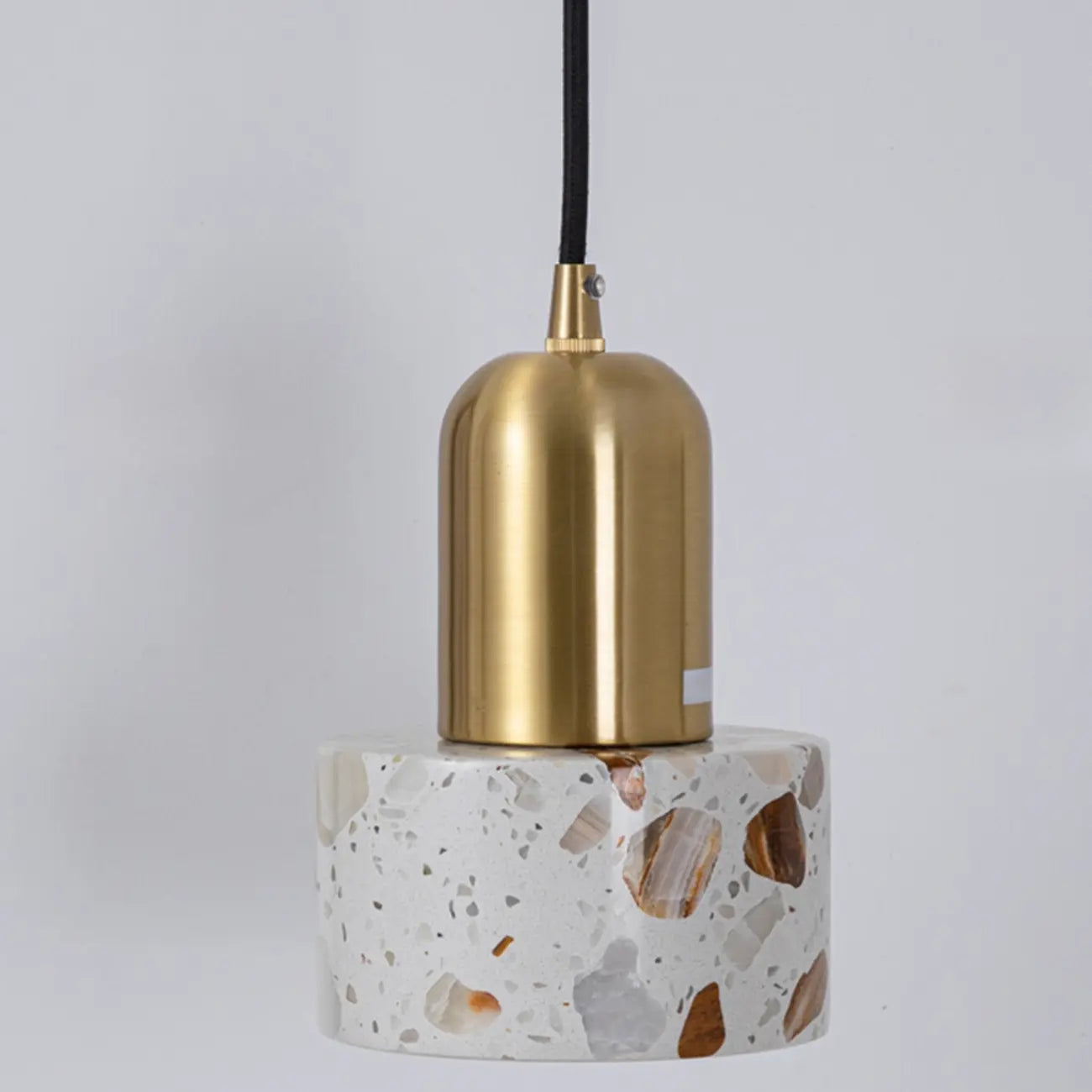 Modern Terrazzo Cylinder Brass Pendant Light