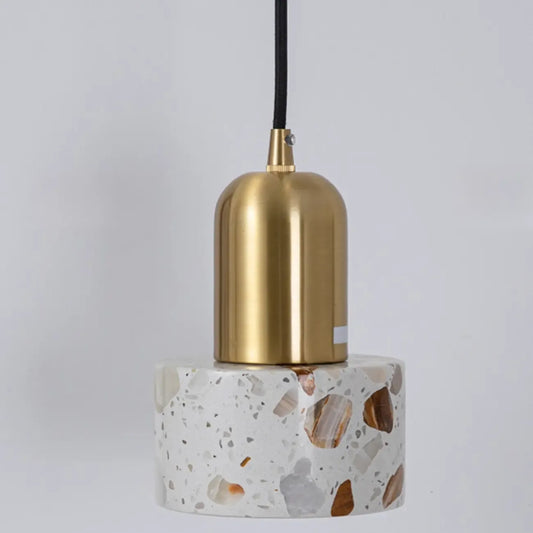 Modern Terrazzo Cylinder Brass Pendant Light