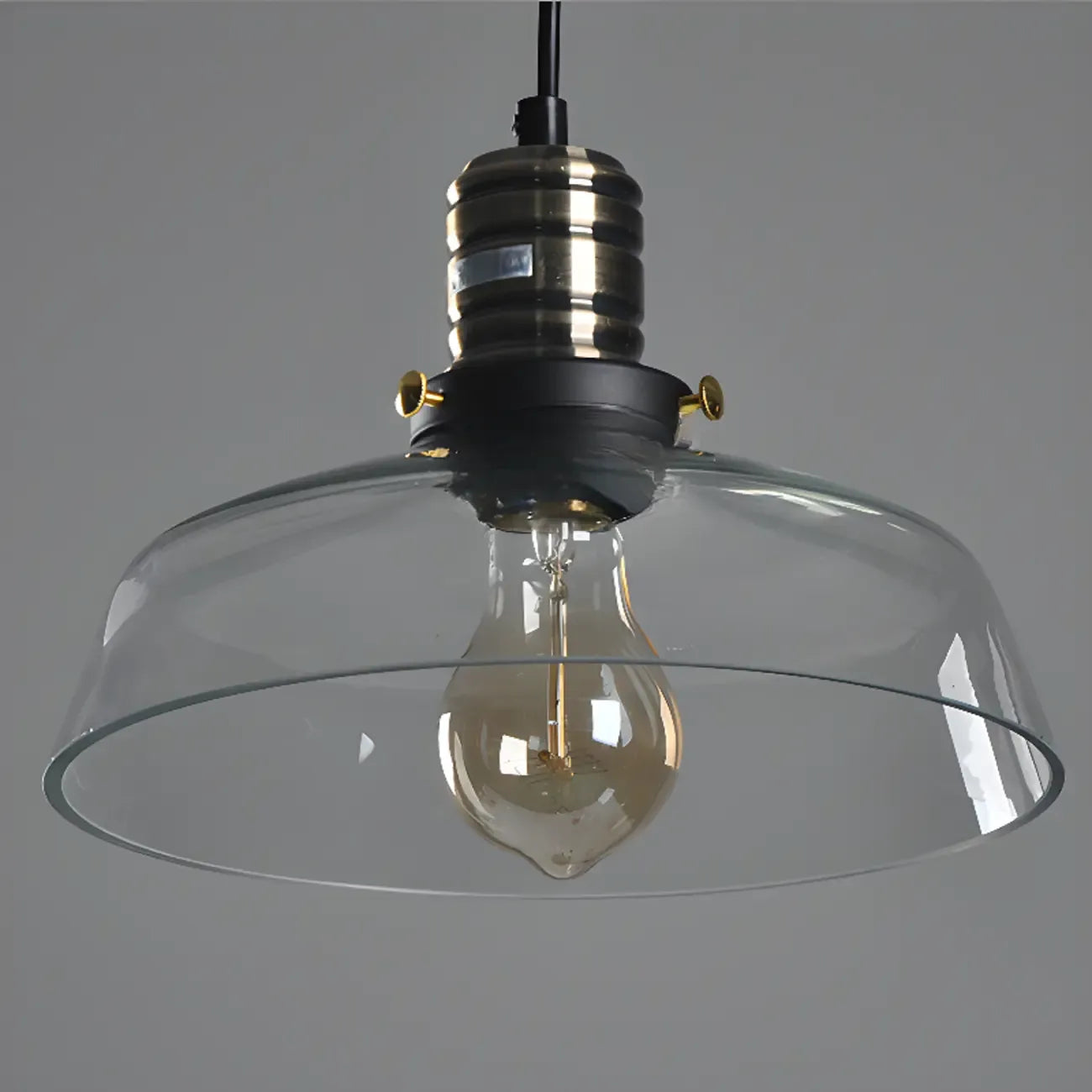 Modern Black Glass Pendant Light Adjustable Length for Kitchen