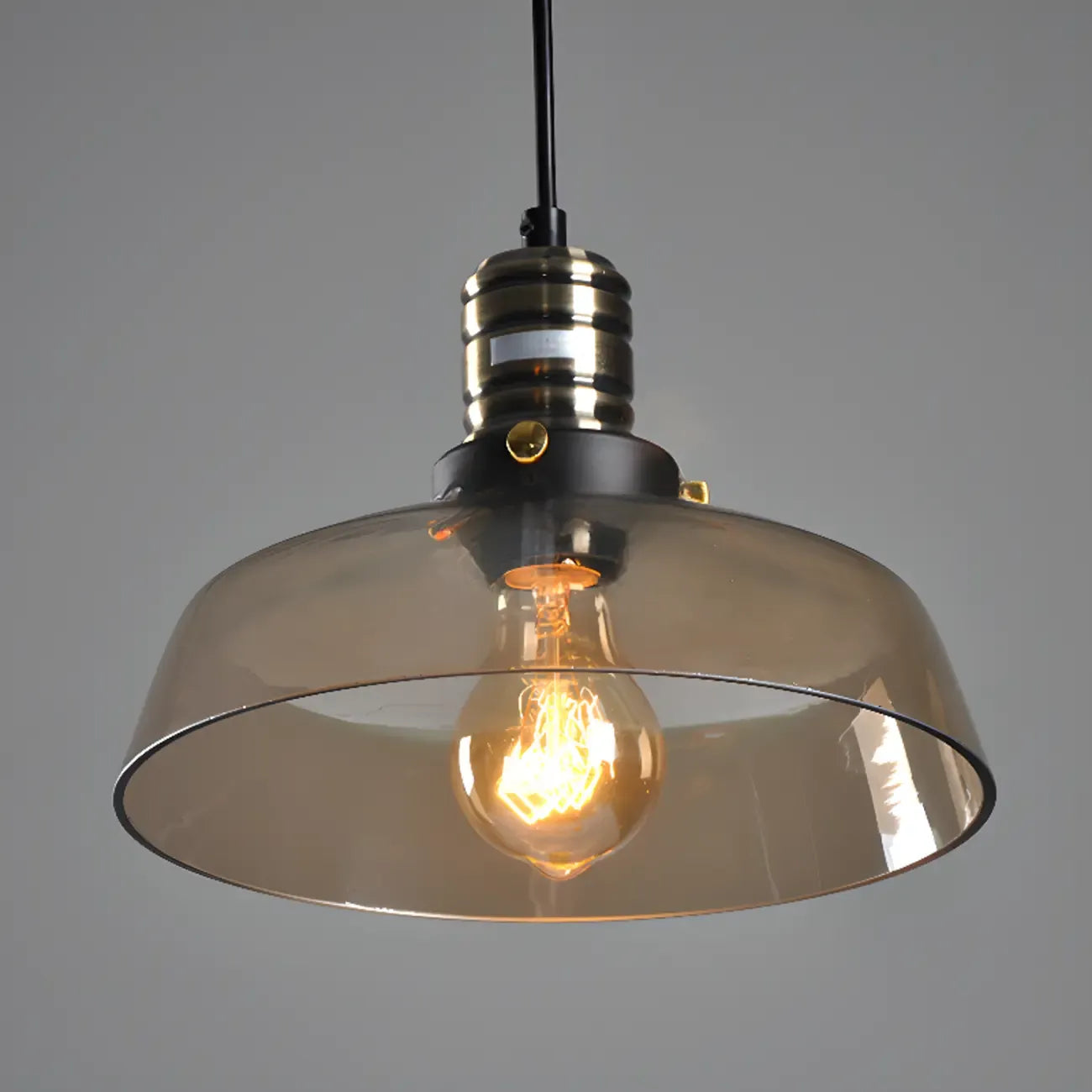 Modern Black Glass Pendant Light Adjustable Length for Kitchen