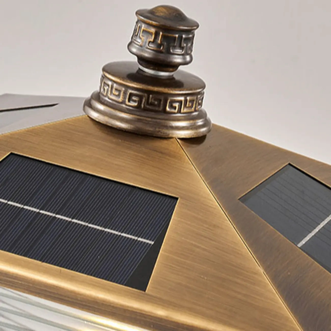 Vintage Brass Flared Solar Outdoor Post Lights