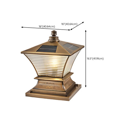 Vintage Brass Flared Solar Outdoor Post Lights