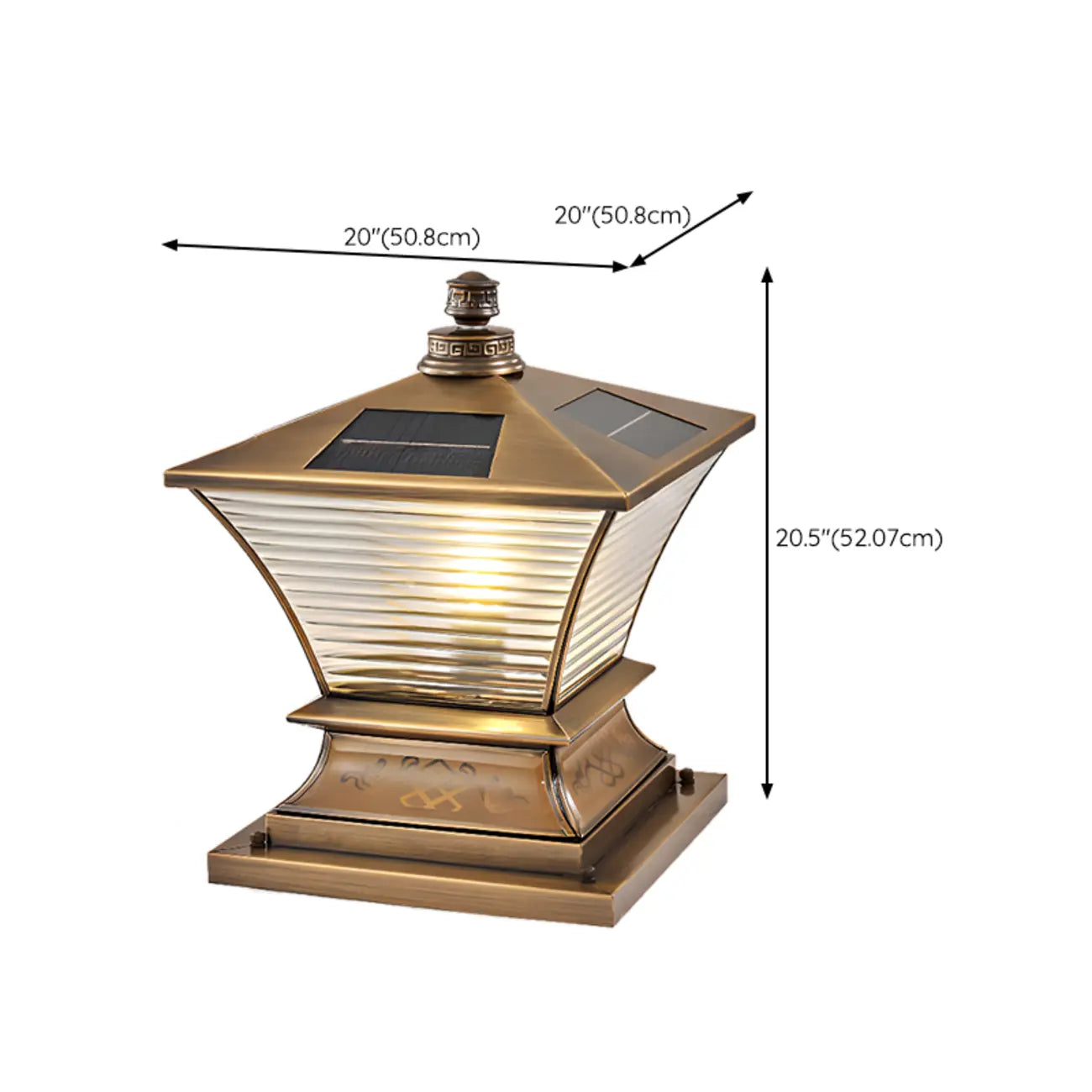 Vintage Brass Flared Solar Outdoor Post Lights
