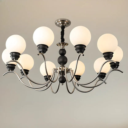 Classic Black Metal Modern Globe Glass Chandelier