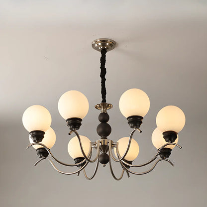 Classic Black Metal Modern Globe Glass Chandelier
