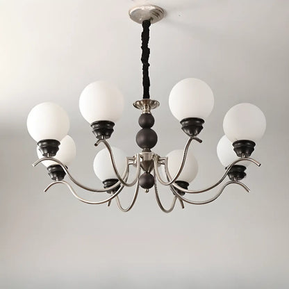 Classic Black Metal Modern Globe Glass Chandelier