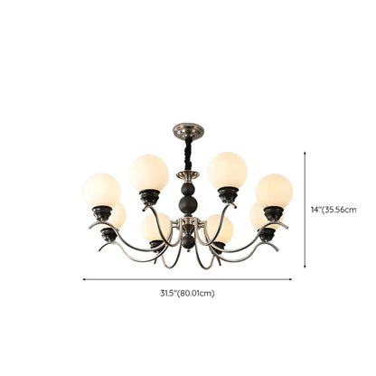 Classic Black Metal Modern Globe Glass Chandelier