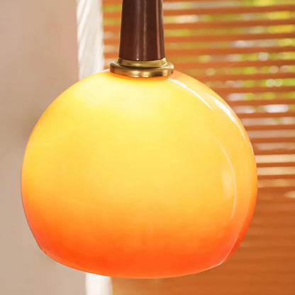 Orange Arc Standing Dome Floor Lamp with Side Table Dimmable