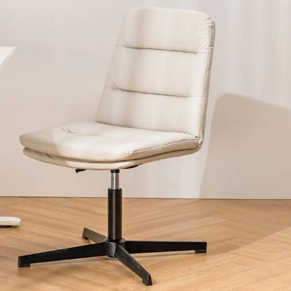 Elegant White Leather Ergonomic Swivel Office Chair