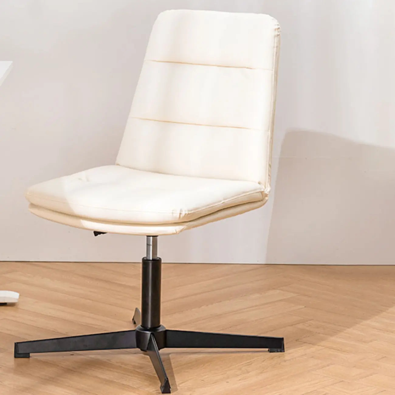 Elegant White Leather Ergonomic Swivel Office Chair
