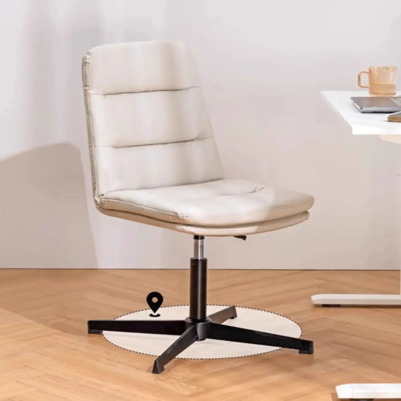 Elegant White Leather Ergonomic Swivel Office Chair