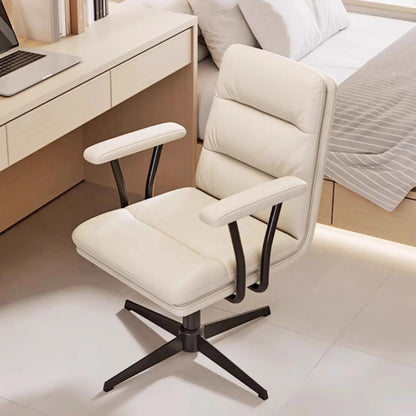 Elegant White Leather Ergonomic Swivel Office Chair