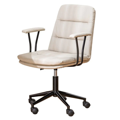 Elegant White Leather Ergonomic Swivel Office Chair
