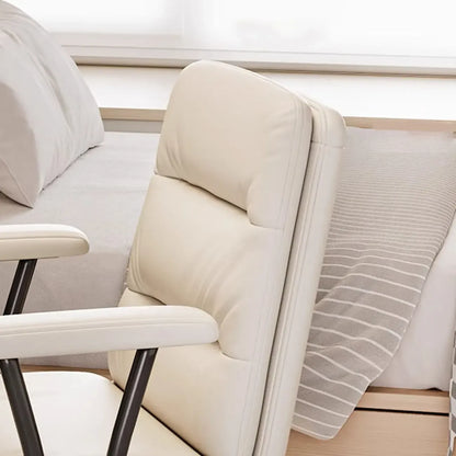 Elegant White Leather Ergonomic Swivel Office Chair