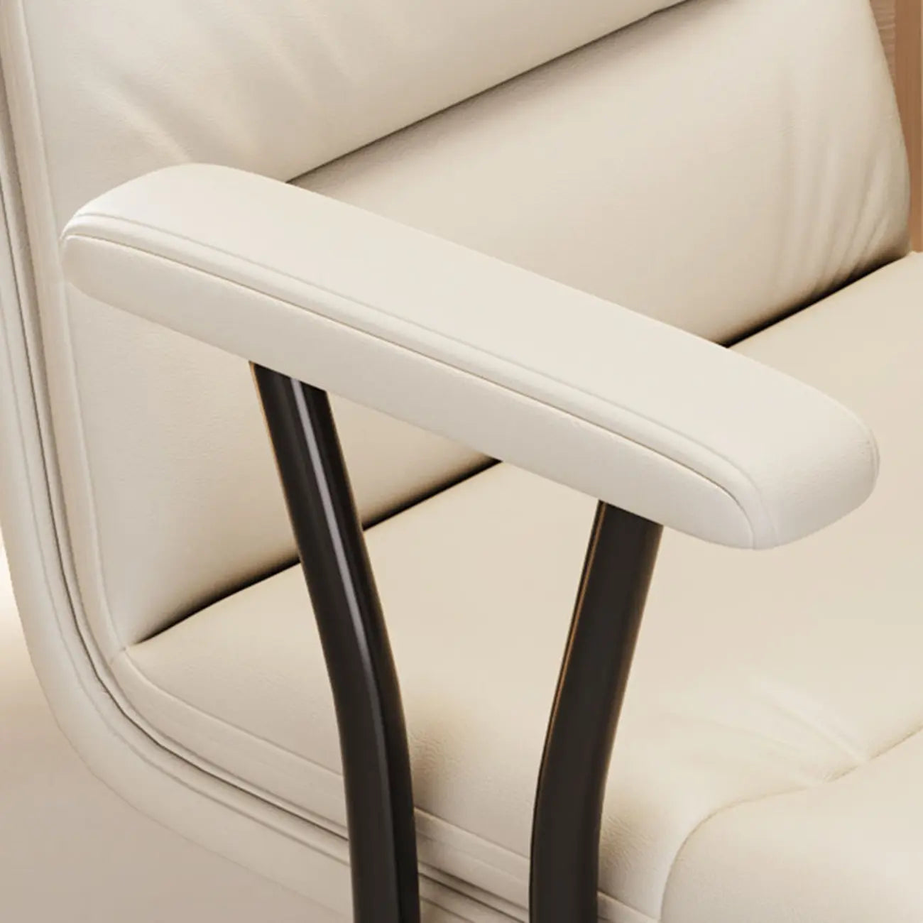 Elegant White Leather Ergonomic Swivel Office Chair