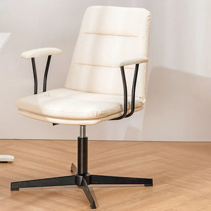 Elegant White Leather Ergonomic Swivel Office Chair