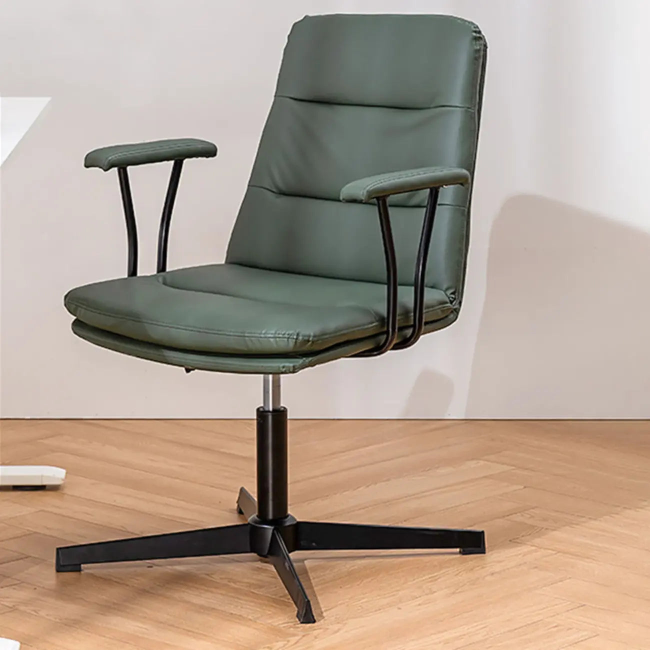 Elegant White Leather Ergonomic Swivel Office Chair