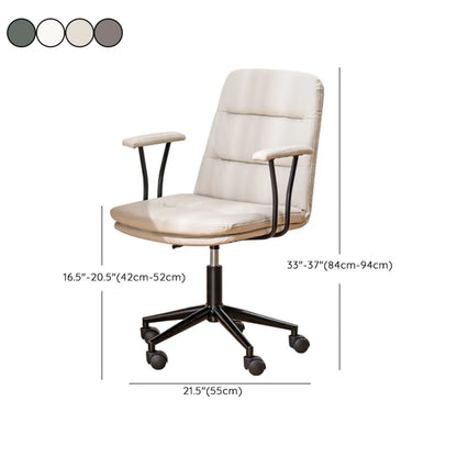 Elegant White Leather Ergonomic Swivel Office Chair
