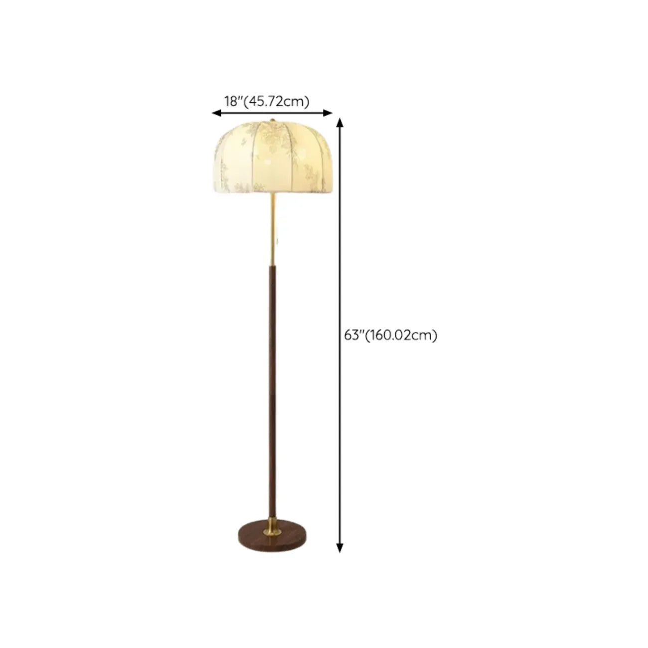 Traditional LED Dome Floor Lamp with Pull Chain for Living Room