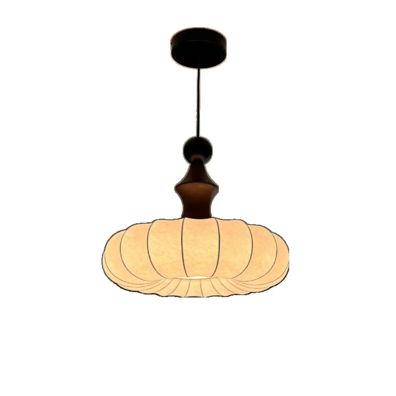 Modern Round Adjustable White Fabric Pendant Chandelier
