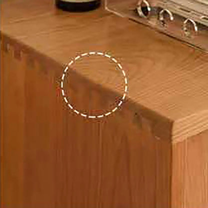 Brown Pine Wood Rectangle 4 Cabinet with Glass Doors