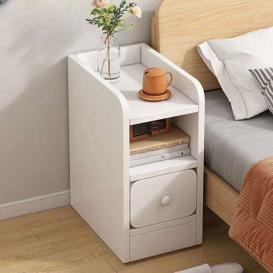 Simple White Natural Wood 2-Drawer Nightstand